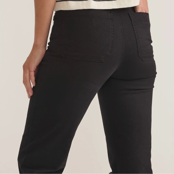 Marine Layer Bridget Twill Flare Patch Pants W/Patch Pockets Faded Black, Size 6 - Picture 4 of 13